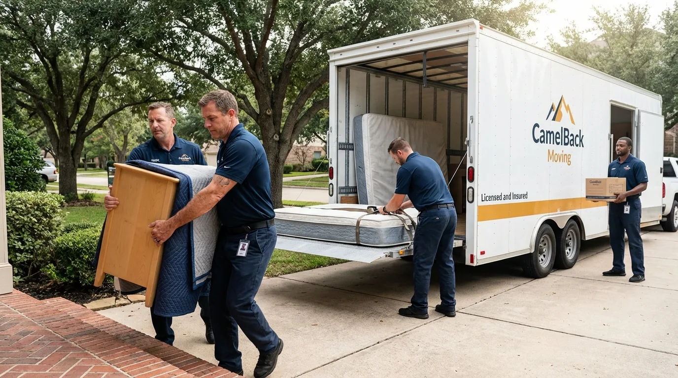Crew loading residential truck for cross-state move from Norwalk, OH