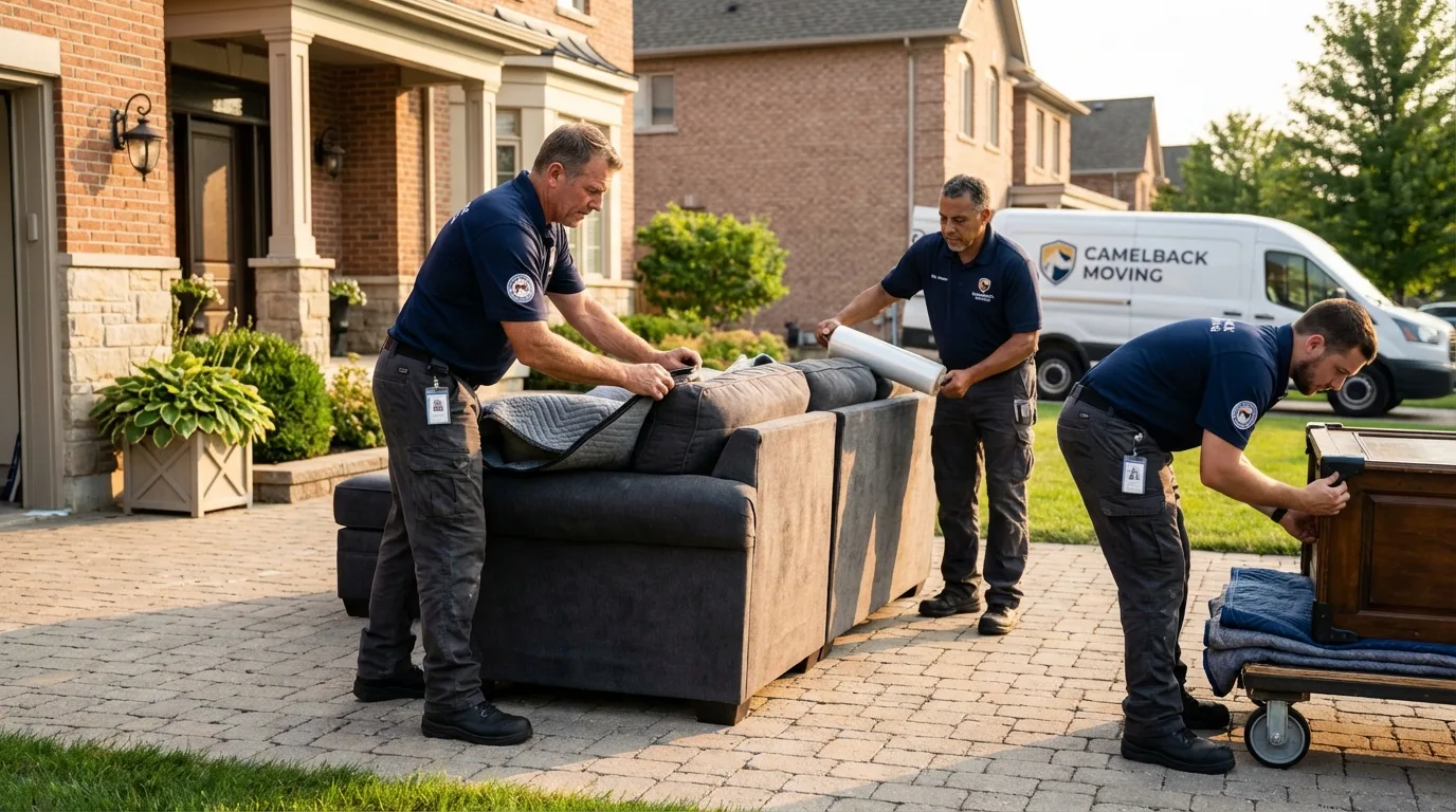 Large estate moving crew wrapping furniture in Norwalk, OH