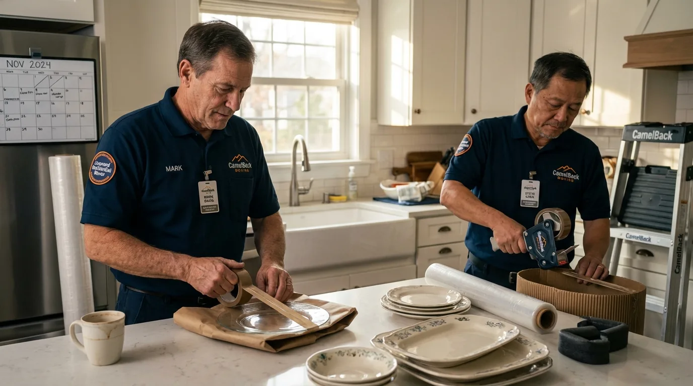 Professional crew packing kitchen dishware in Norwalk, OH